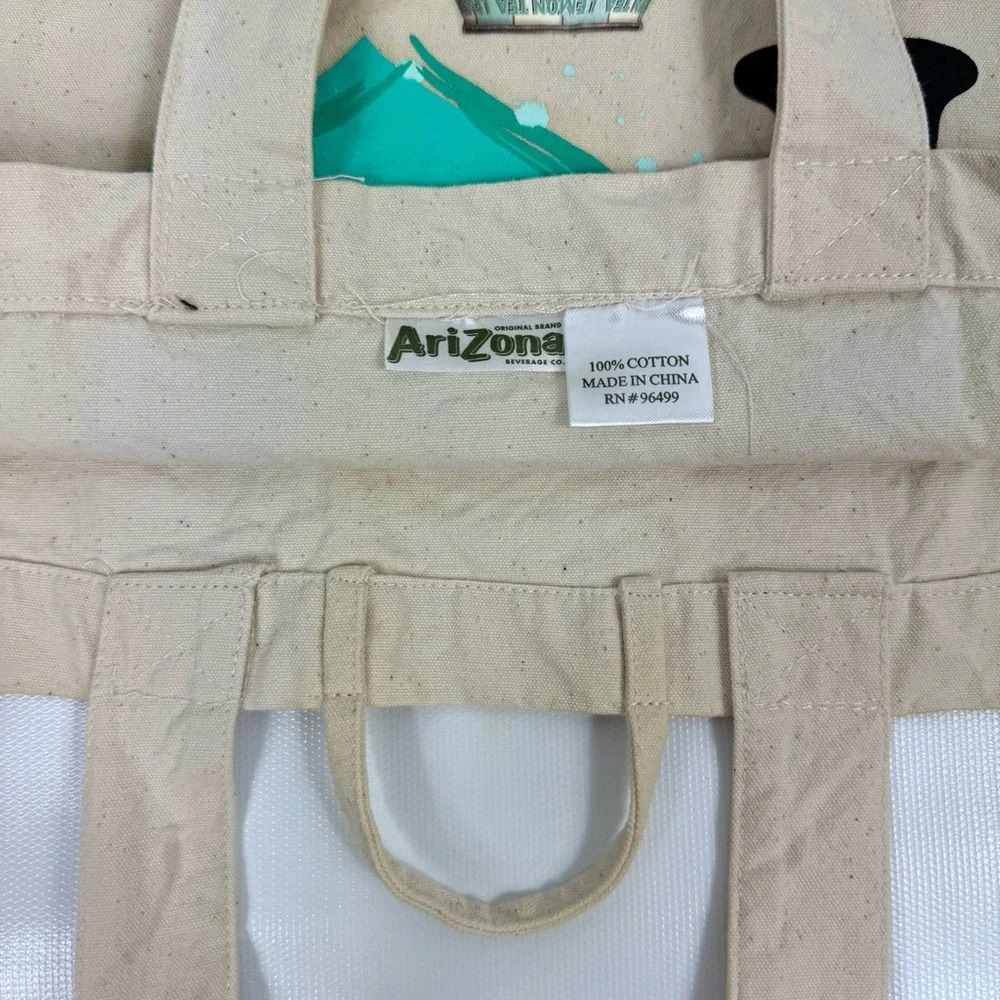 I LOVE Big Cans Arizona Canvas Tote Bag Reusable 2x Graphic Teal & Pink Hearts